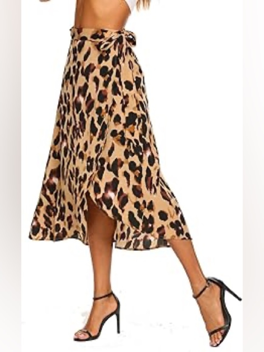 REVOLVE Leopard-Print Wrap Midi Skirt in Tan & Black